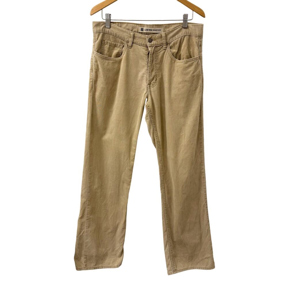 Vintage GAP Mens Corduroy Low Rise Boot Fit Pants Size 33x32 Khaki Beige